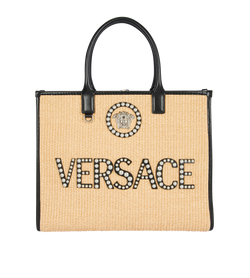 Studded La Medusa Large Tote, Cotton, Beige, DB, 4*